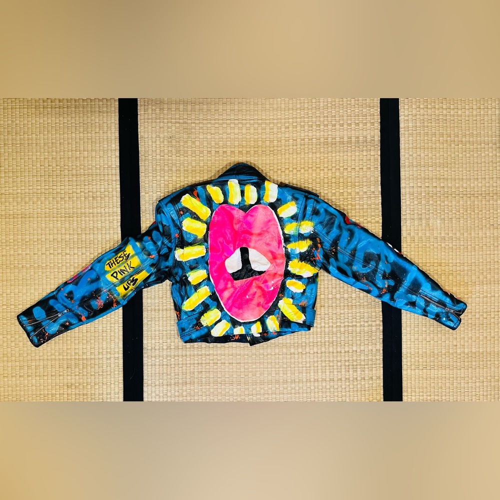 SOLD One-of-One Hand-Painted Leather Moto Jacket Punk Rock Pop Art